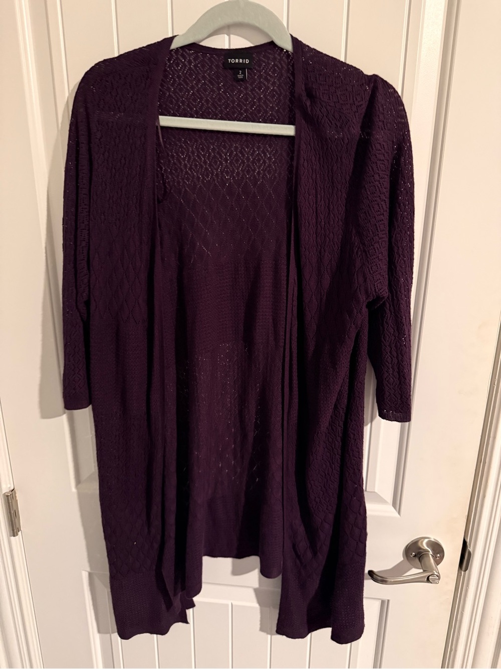 Torrid 2 Purple Open-Knit Long Cardigan Duster Sweater